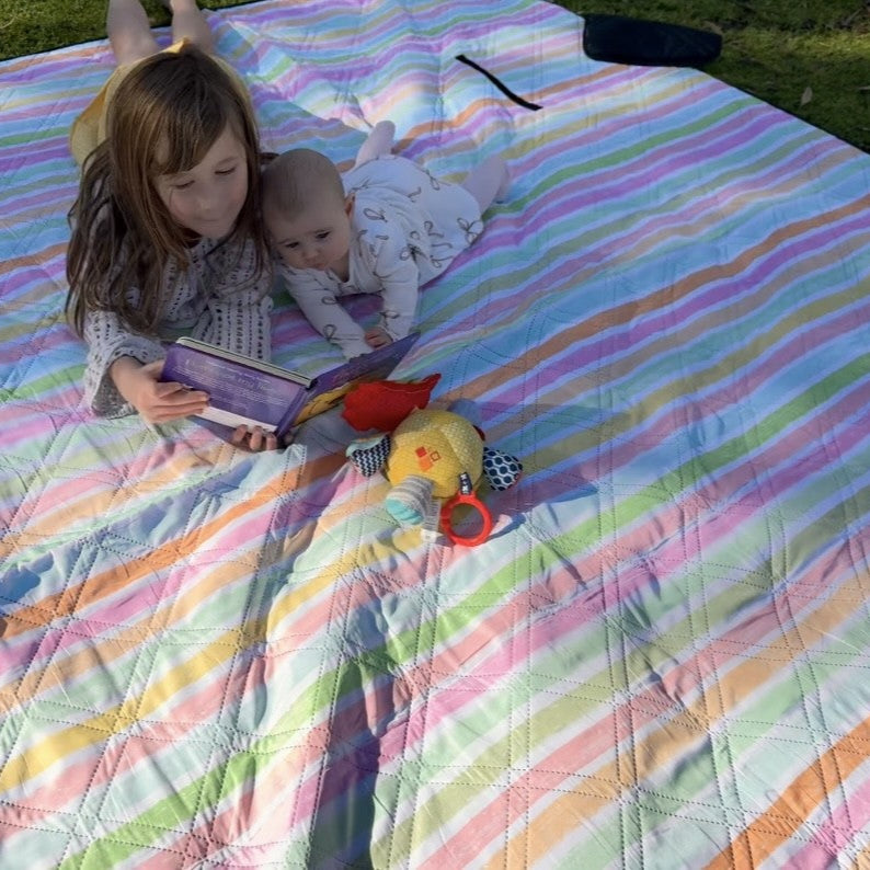 Rainbow Stripes Picnic Rug