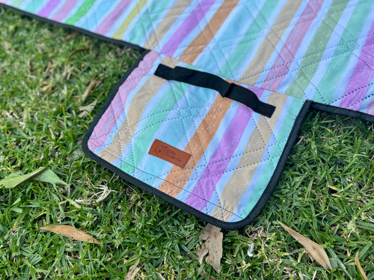 Rainbow stripes picnic rug