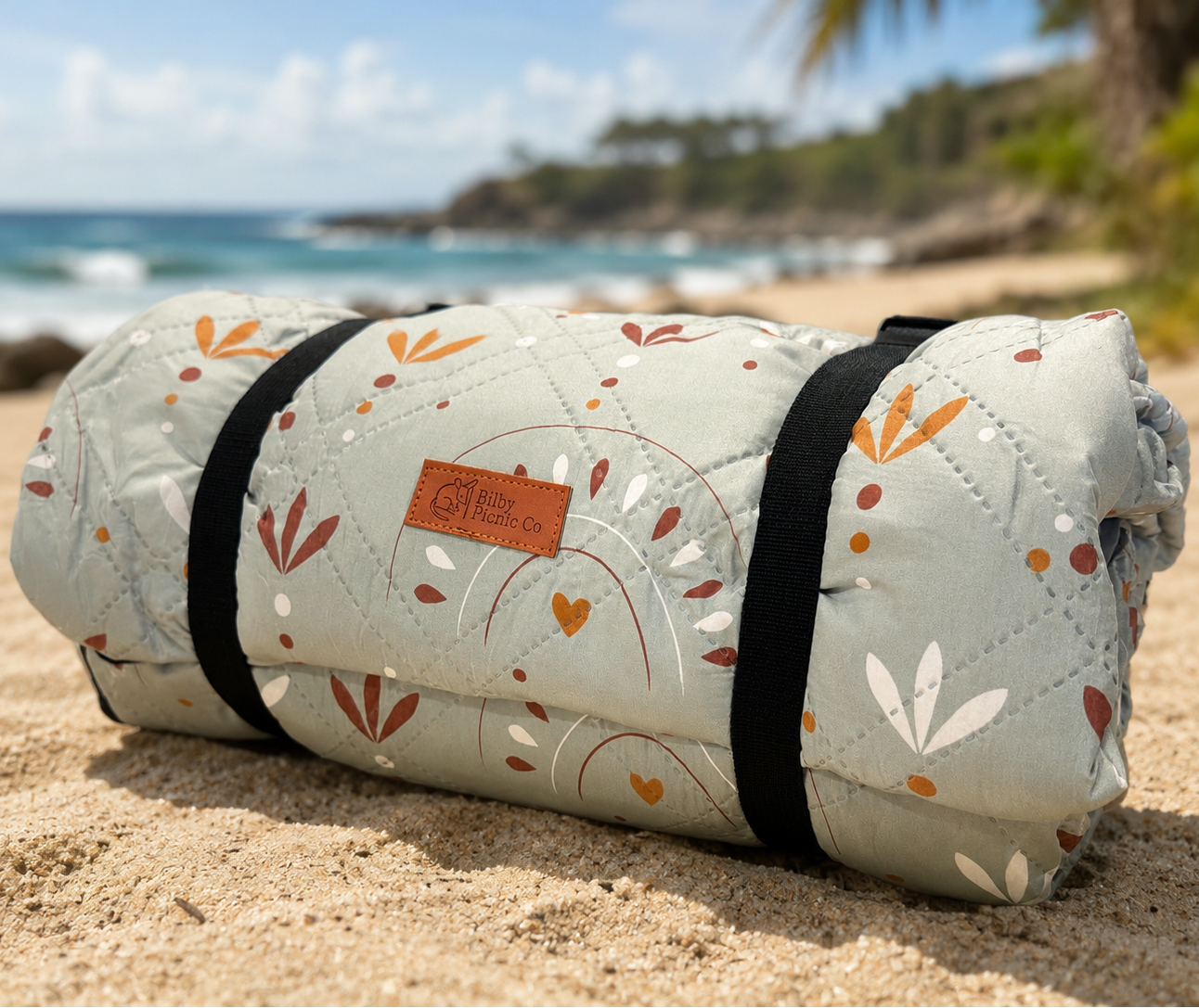 Boho Eucalyptus Grande 3m x 3m Machine Washable Picnic Rug